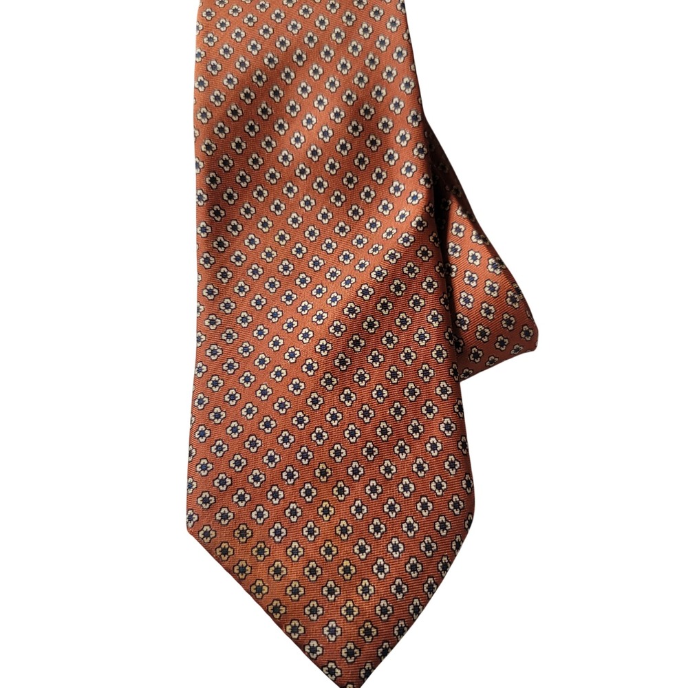 Vintage Mervyns All Silk Men's‎ Tie Orange Floral Pattern